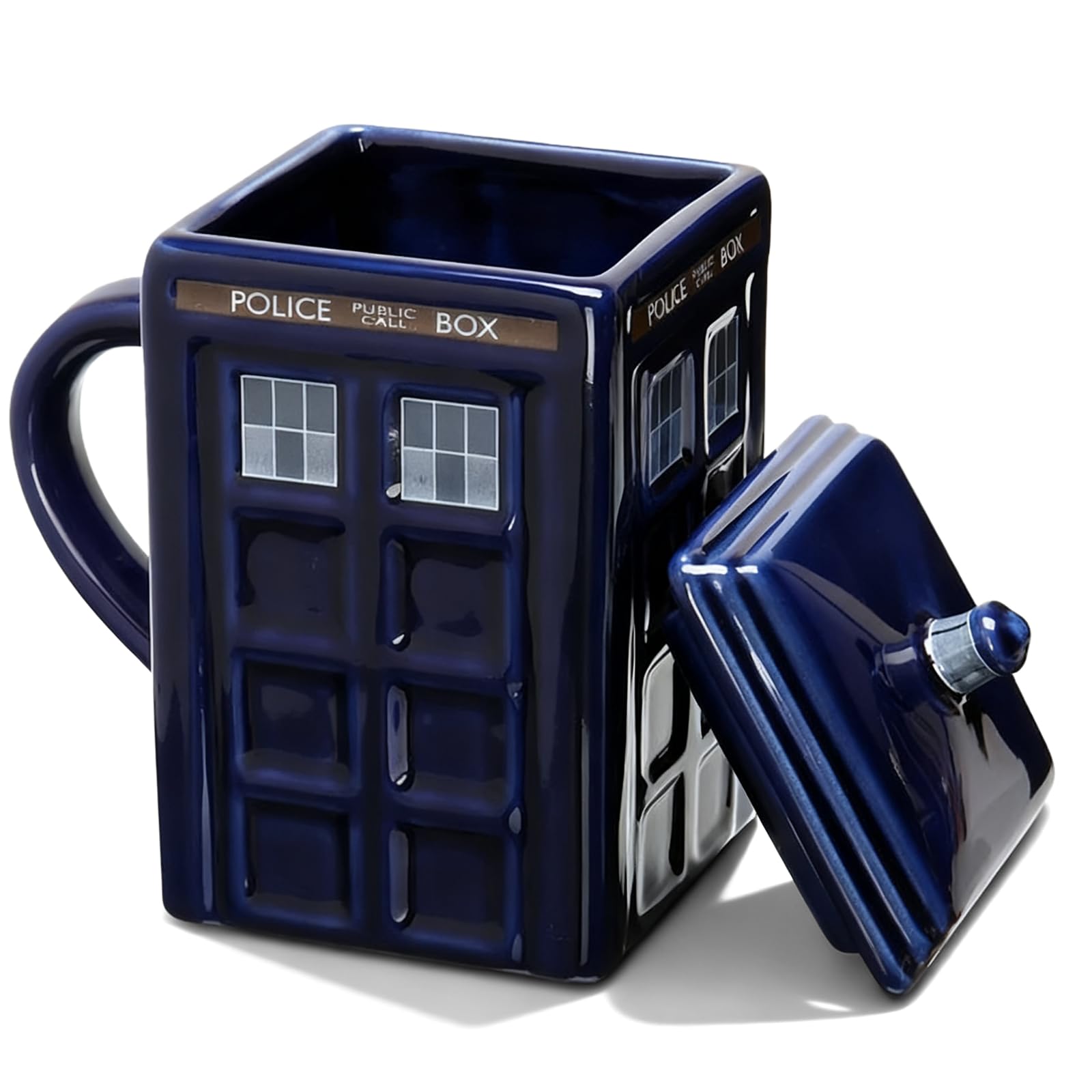 Tasse en céramique bleue cabine téléphonique 500 ml : cadeau original pour les amis et la famille