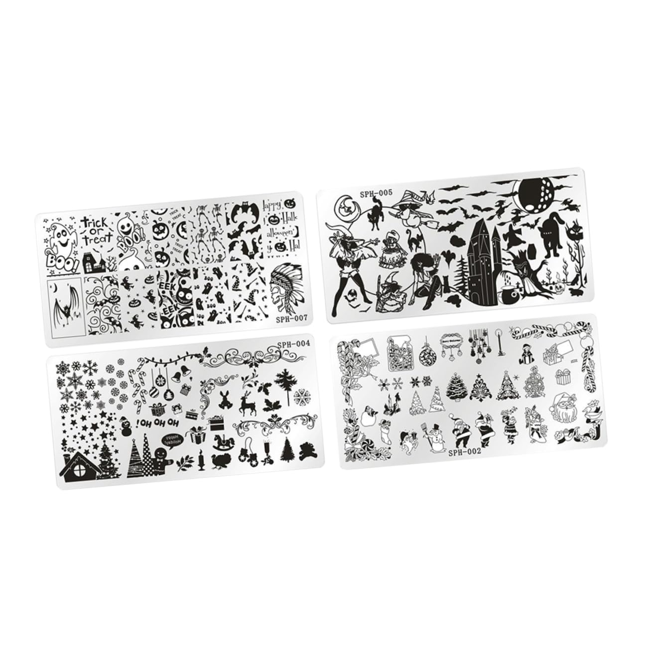 Healvian 12 Piezas placas de estampación de arte de uñas stainless steel stamping para uñas kit de estampado de uñas de halloween placas de sello de uñas halloween juego de uñas Navidad
