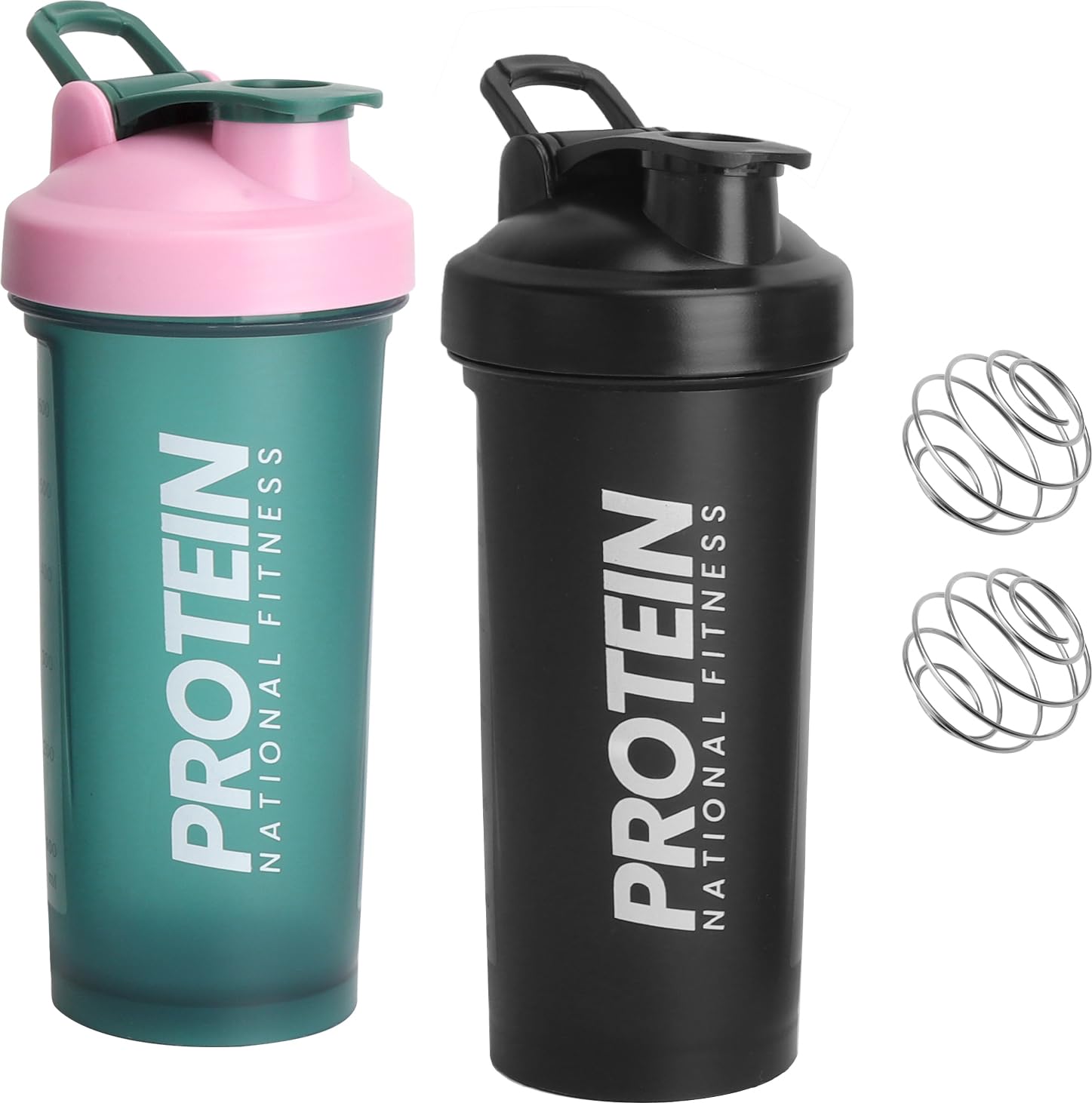 Apomoons 2 Shaker Per Proteine Da 500 Ml Con Sfera, Indicatore ML, A Prova Di Perdite, Rosa E Verde