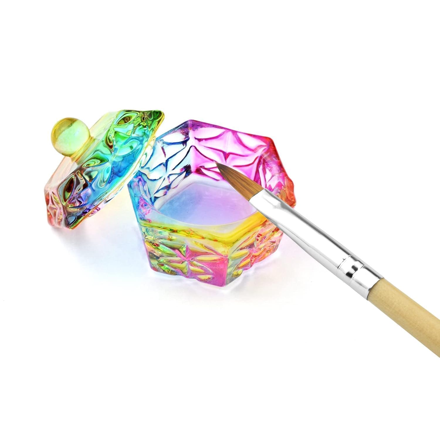 HMAA Dappen Dish Crystal Rainbow Bowl Glass Acrylic Nail Liquid Powder Nail Art, for Acrylic Nail Dip Powder, Monomer, and Nail Polish Remover (Pack of 1)-image-9