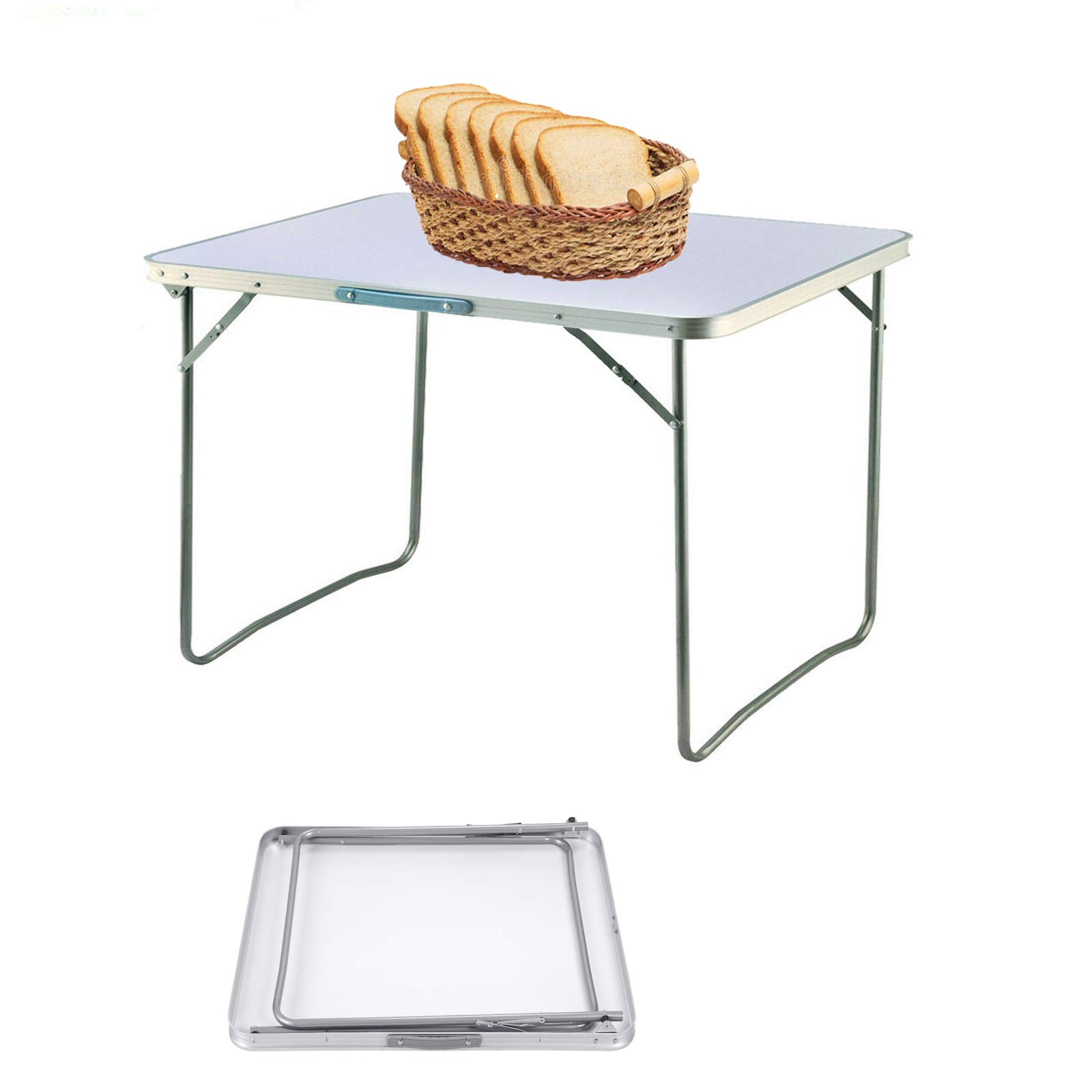 Folding Table Easy to Use Collapsible Legs for Portability and Storage Durable and Lightweight Camping Table for Indoor Outdoor Picnic Party Dining Table Hold up to 15 kg (80CM/2.6FT,White)
