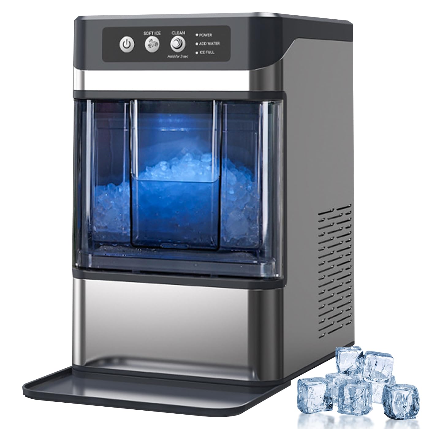 Control de máquinas de Fabricantes de Hielo para el Comercial de Fabricantes de Hielo crujible en el hogar, encimera de Fabricantes de Hielo, Limpieza automática, 17 kg en 24h, Fabricante de Cubos