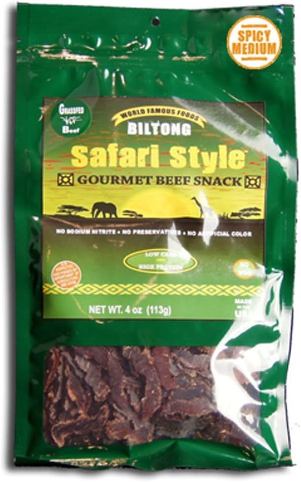 Safari Style Biltong Spicy Mild Grassfed 4oz.
