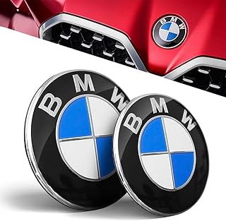 2PCS Blue Emblems Hood and Trunk, Emblem Car Accessories Replacement for All Models E30 E36 E46 E34 E39 E60 E65 E38 X3 X5 X6 3 4 5 6 7 8 (82mm + 74mm)