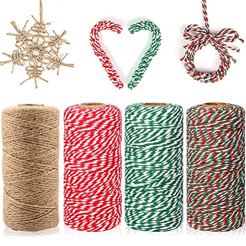 Spago Natalizio In Cotone Rosso E Bianco, 2 Mm X 100 M, Per Artigianato, Cottura, Giardinaggio E Decorazioni Fai Da Te