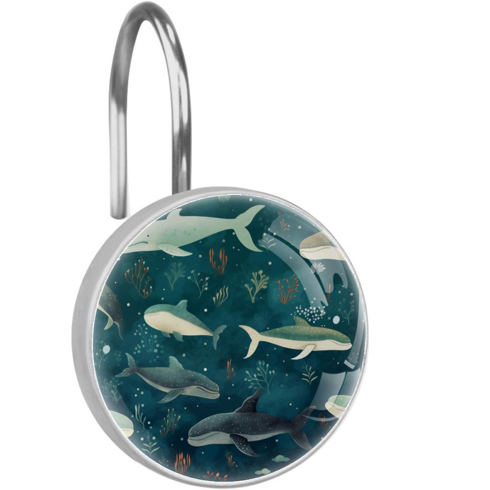 Crochets pour rideau de douche baleine en verre cristal pour créer une ambiance marine zen