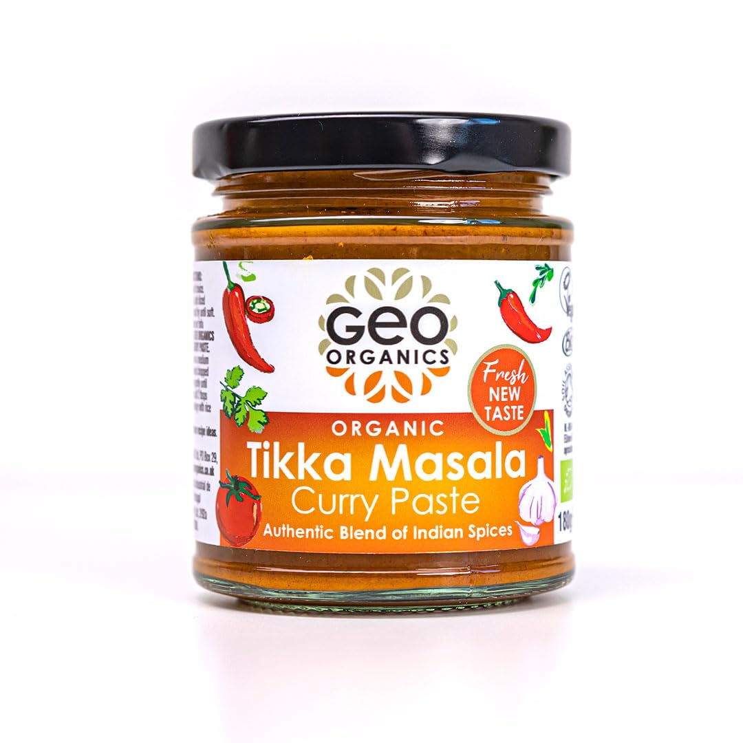 Tikka Masala Curry Paste 180g (Pack of 1) Serves 4 | Organic Curry Paste | Certified Organic & Vegan-Friendly | Authentic Restaurant Recipe Base Tikka Masala Vegan Food