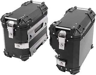 Motorcycle Side Storage Box Durable Aluminum Alloy Water for Luggage and Gear 38L for Bikes (Black)