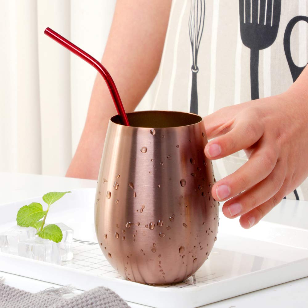 Verres à Vin En Acier Inoxydable 304 Sans Pied - Lot De 4, 500 Ml, Incassables, Lave-vaisselle