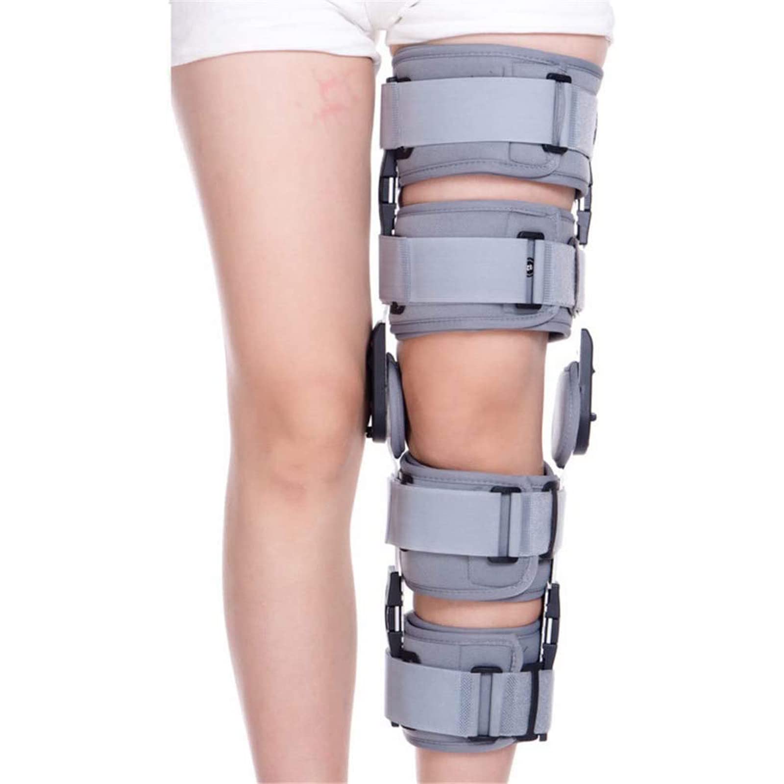 Rodillera con Bisagras para Estabilización De La Recuperación, Soporte Ortopédico Médico Ajustable, Universal, Ideal para Lesiones De Ligamentos Cruzados Anteriores (Lca),Gray