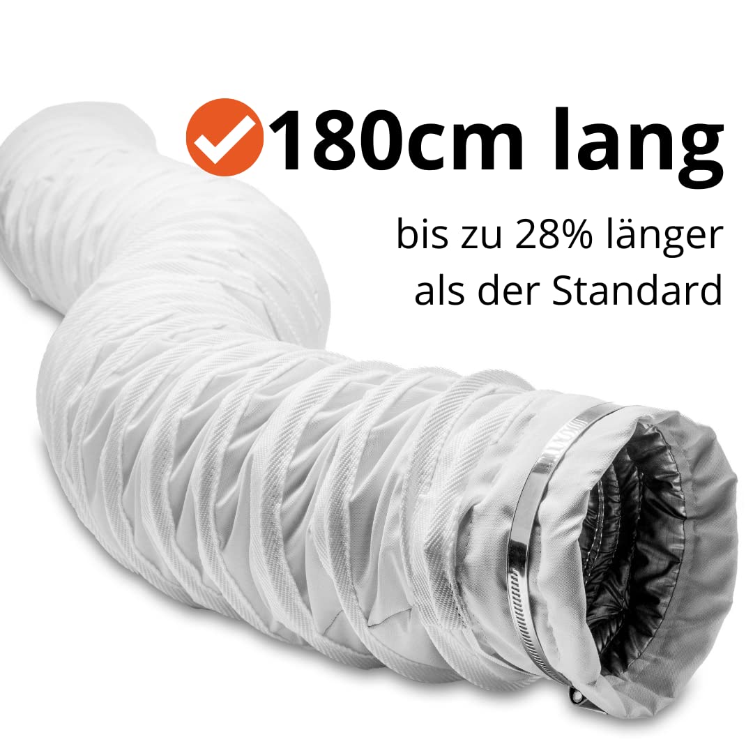 Climia - Tubo di scarico dell'aria condizionata isolato, 1800 mm extra lungo, tubo di ricambio per condizionatori mobili adatto per Climia CMK 2600 (tubo isolante senza adattatore)