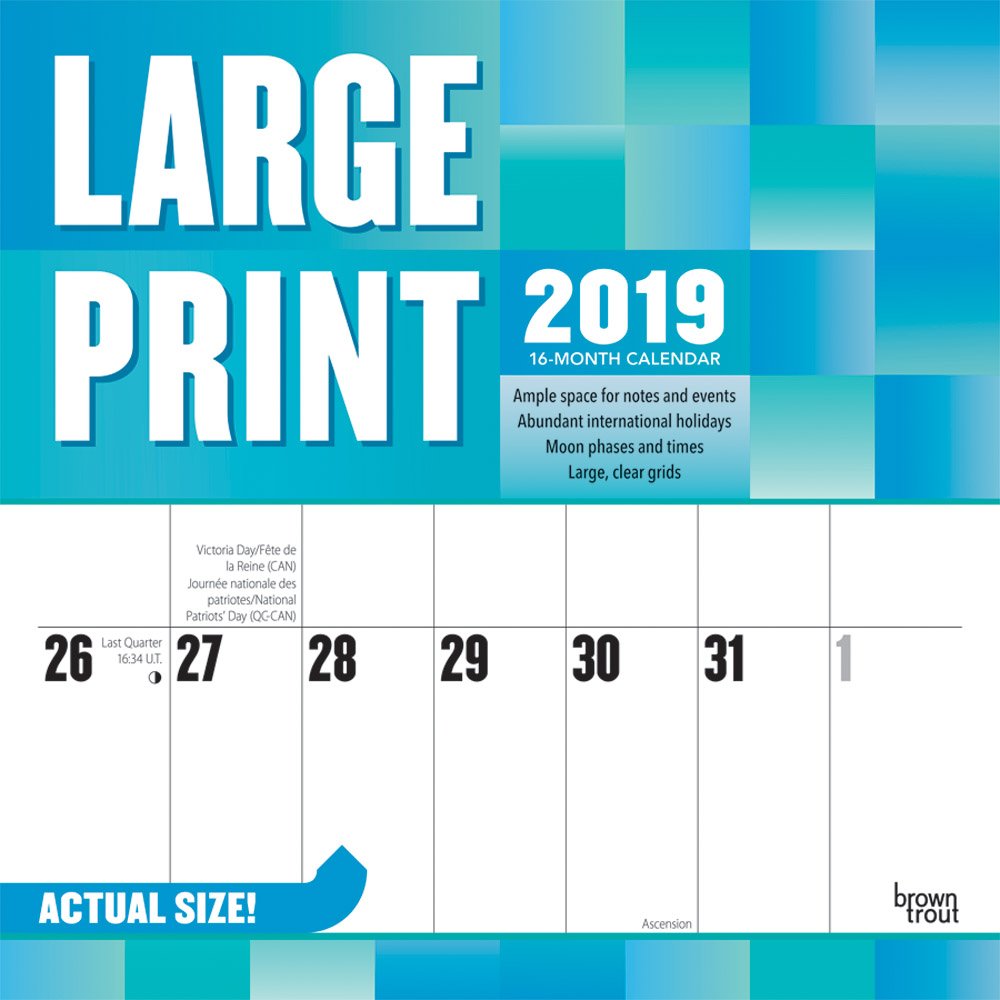 Large Print 2019 Square Wall Calendar: Ample Space for Notes and Events
