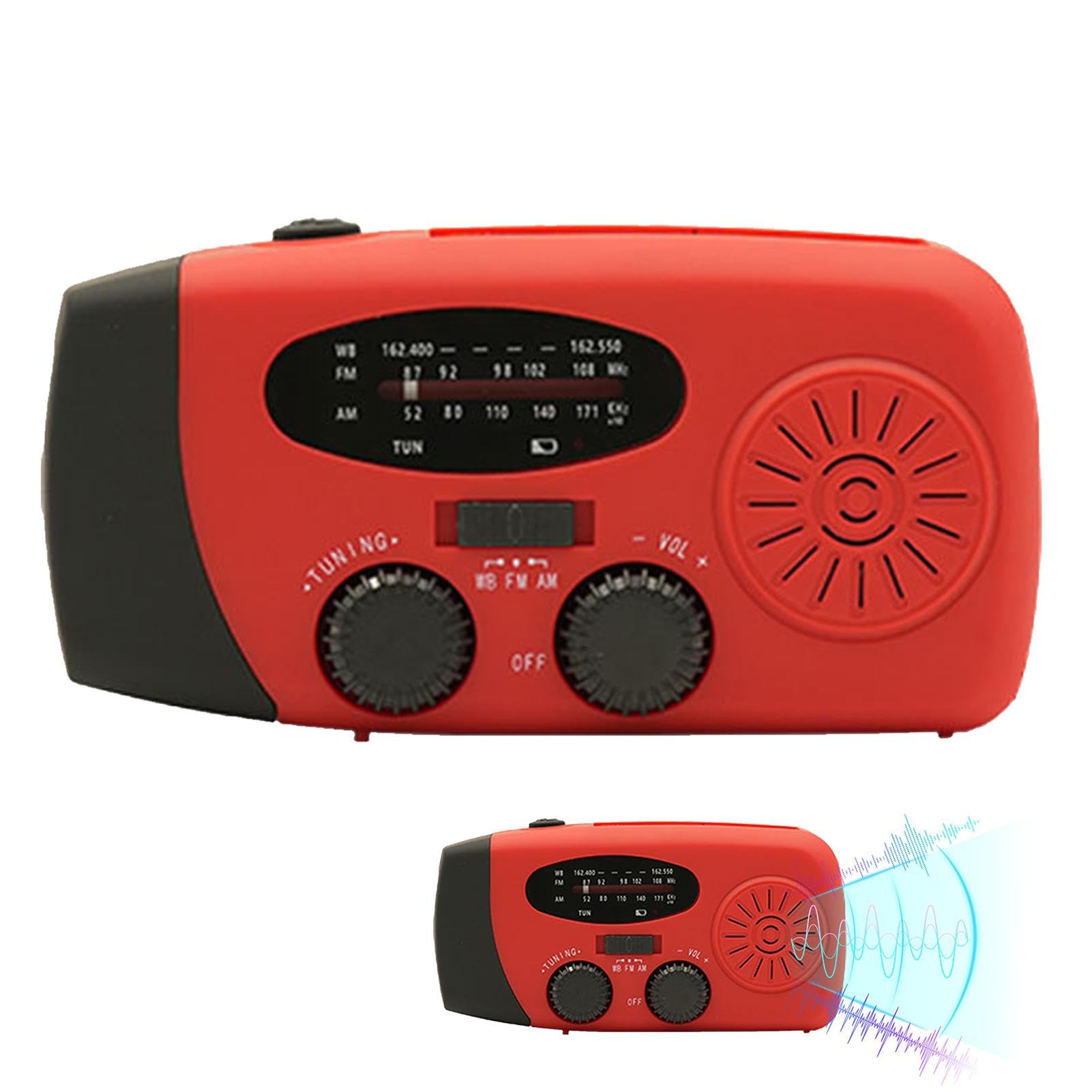 Radio de manivela,Radio Solar, Radio de Alerta portátil, Linterna Am/FM Radio portátil USB Solar manivela Carga para Interior al Aire Libre