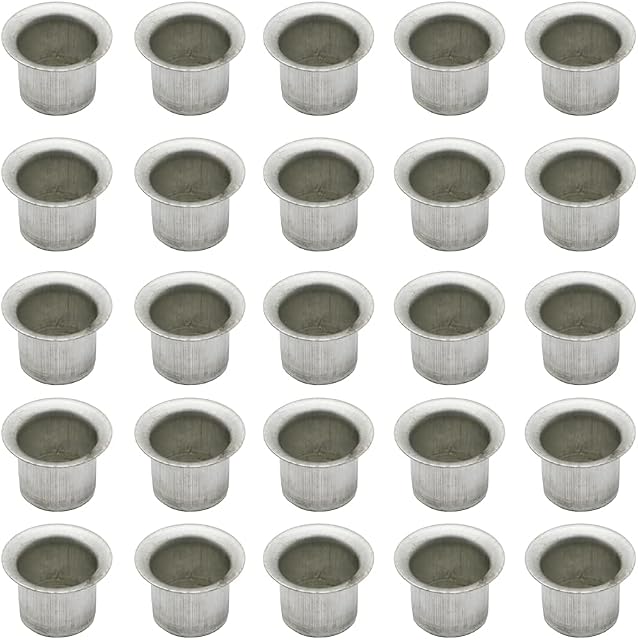 JIHUOO 25 Pcs Metal Candle Cups Candle Holders Candlestick Holder Prevents from Wax Dripping for Lamp or Candle Making