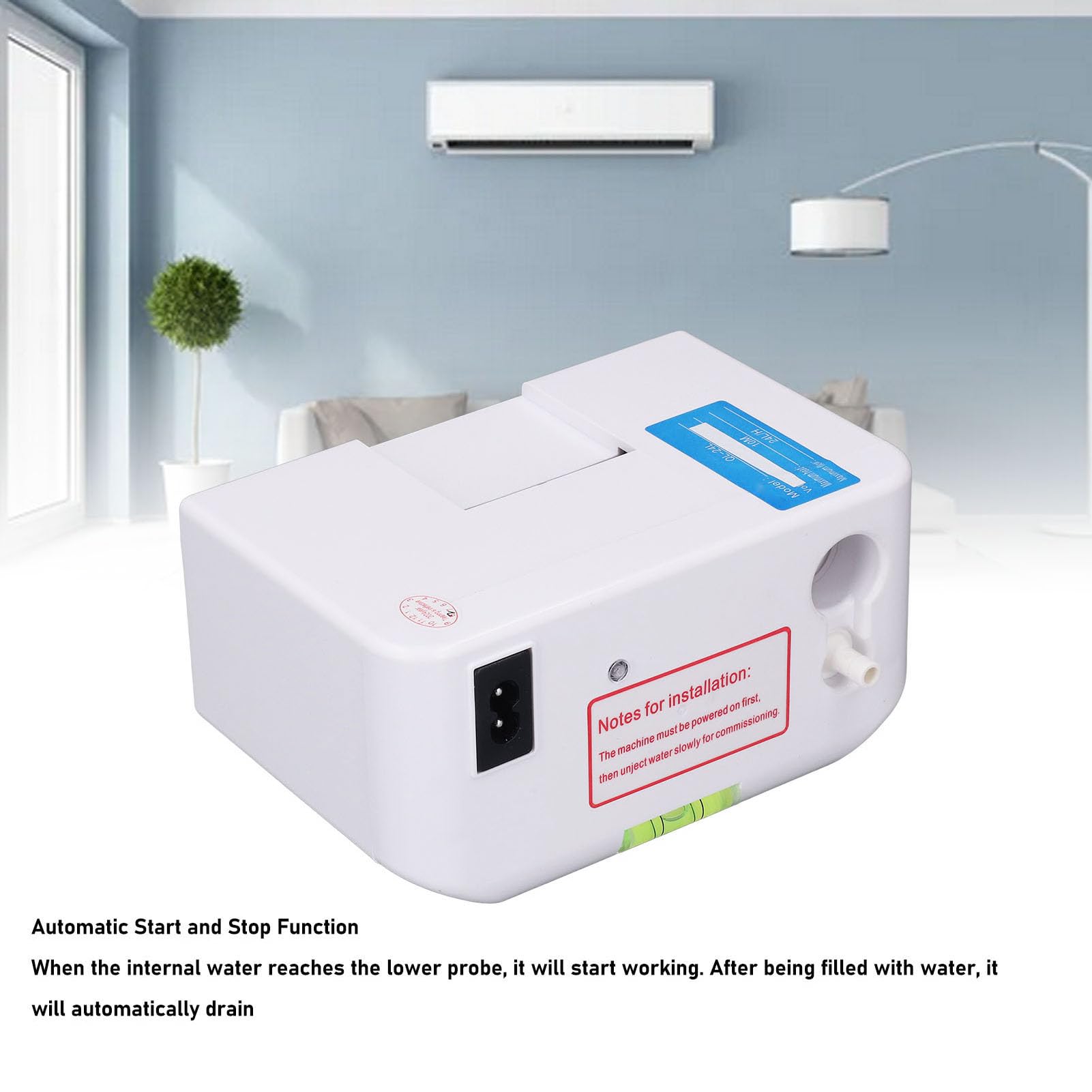 Yunseity Kondensatpumpe, 200 Ml Fassungsvermögen mit 24 L/h Durchflussrate und 10 M Hub, Geräuscharme Automatische Entwässerung für Eismaschinen und Klimaanlagen