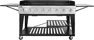 Royal Gourmet 8-Burner Gas Grill, 104,000 BTU Liquid Propane Grill, Independently Controlled Dual Systems, Outdoor Party or Backyard BBQ, Black