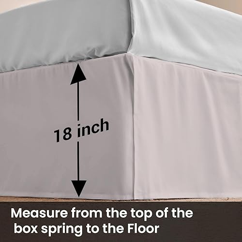 Miniatura 6 de Falda de cama de caída de 18 pulgadas, tamaño King con plataforma para permanecer en su lugar, elegante diseño plisado con esquinas divididas, tela