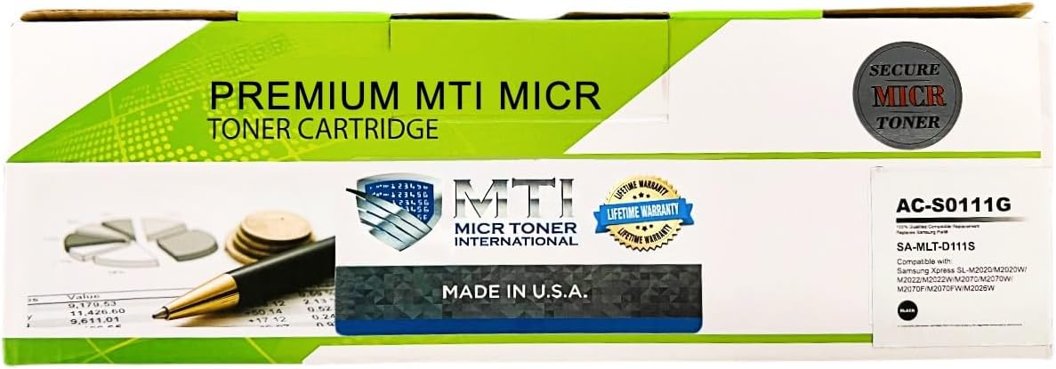 MTI D111S MICR Toner Compatible Magnetic Ink Cartridge Replacement for Samsung MLT-D111S Xpress M2020 M2024 M2070