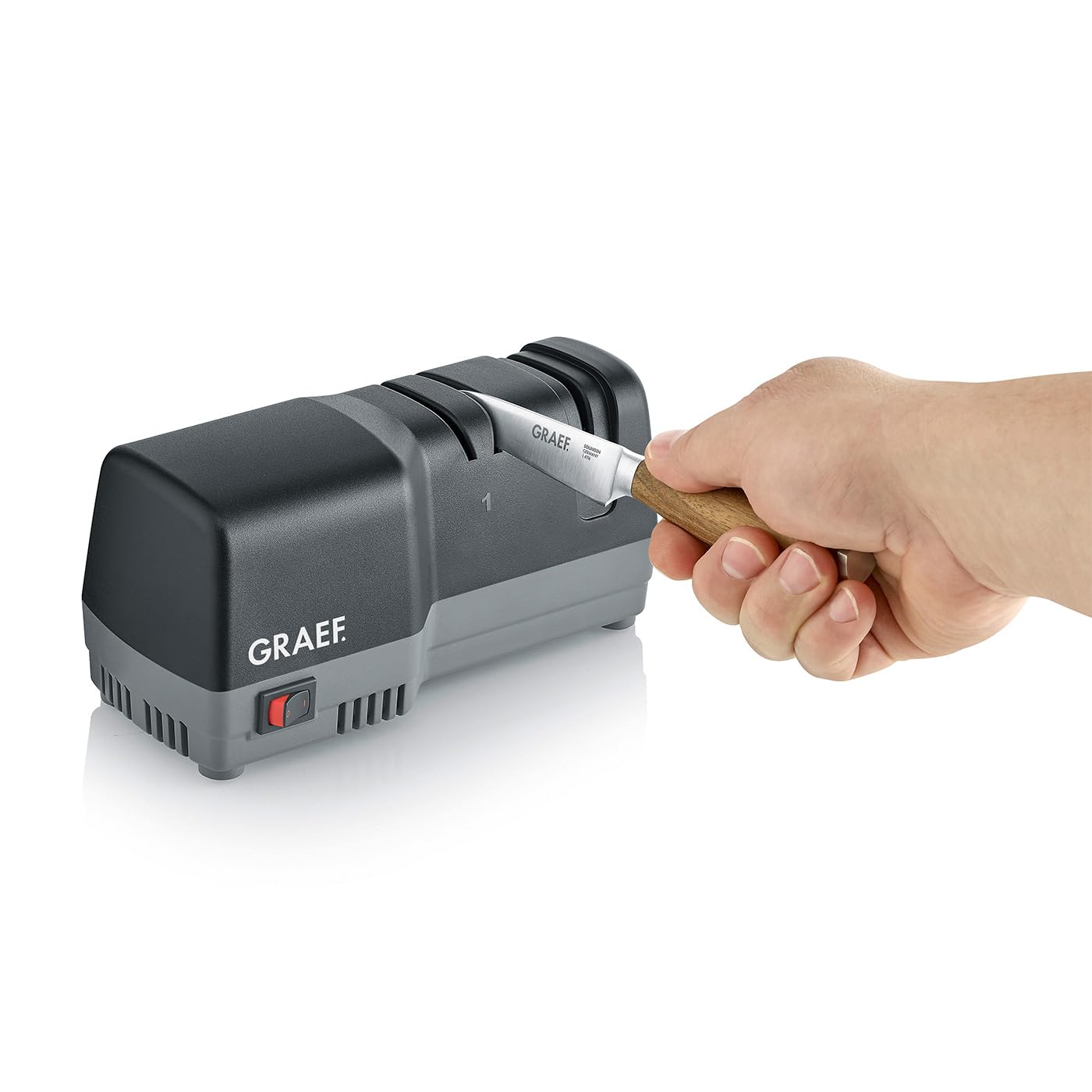 GRAEF Aiguiseur CC82 noir, angle 20°, technologie CrissCross & Dizor, pour couteaux cuisine, chasse, extérieur, usage sûr et simple
