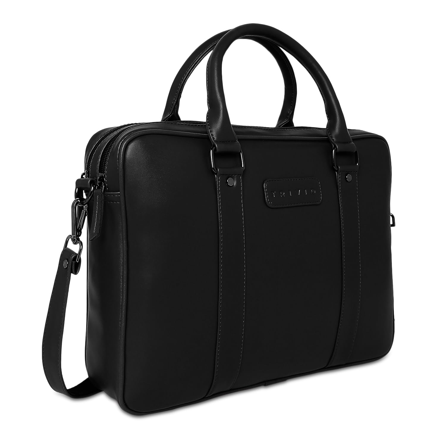 TRIVID Unisex Essential Two Section 15.6 Inch Laptop Messenger Bag - Vegan Leather, Stylish Office Shoulder Double Handles With Strap, Everyday Use - Black (B0C4LKCBFS) Amazon Price History, Amazon Price Tracker
