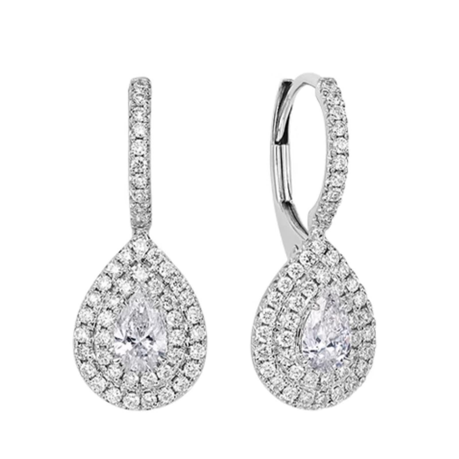 Epinki Prawdziwa biżuteria Creole Hoop 9K/14K/18K białe złoto, łzy damskie kolczyki z laboratorium diamentowe szlif kropli, kolczyki złote Au750/ 585/375,, 14-karatowe białe złoto (585), Laboratorium