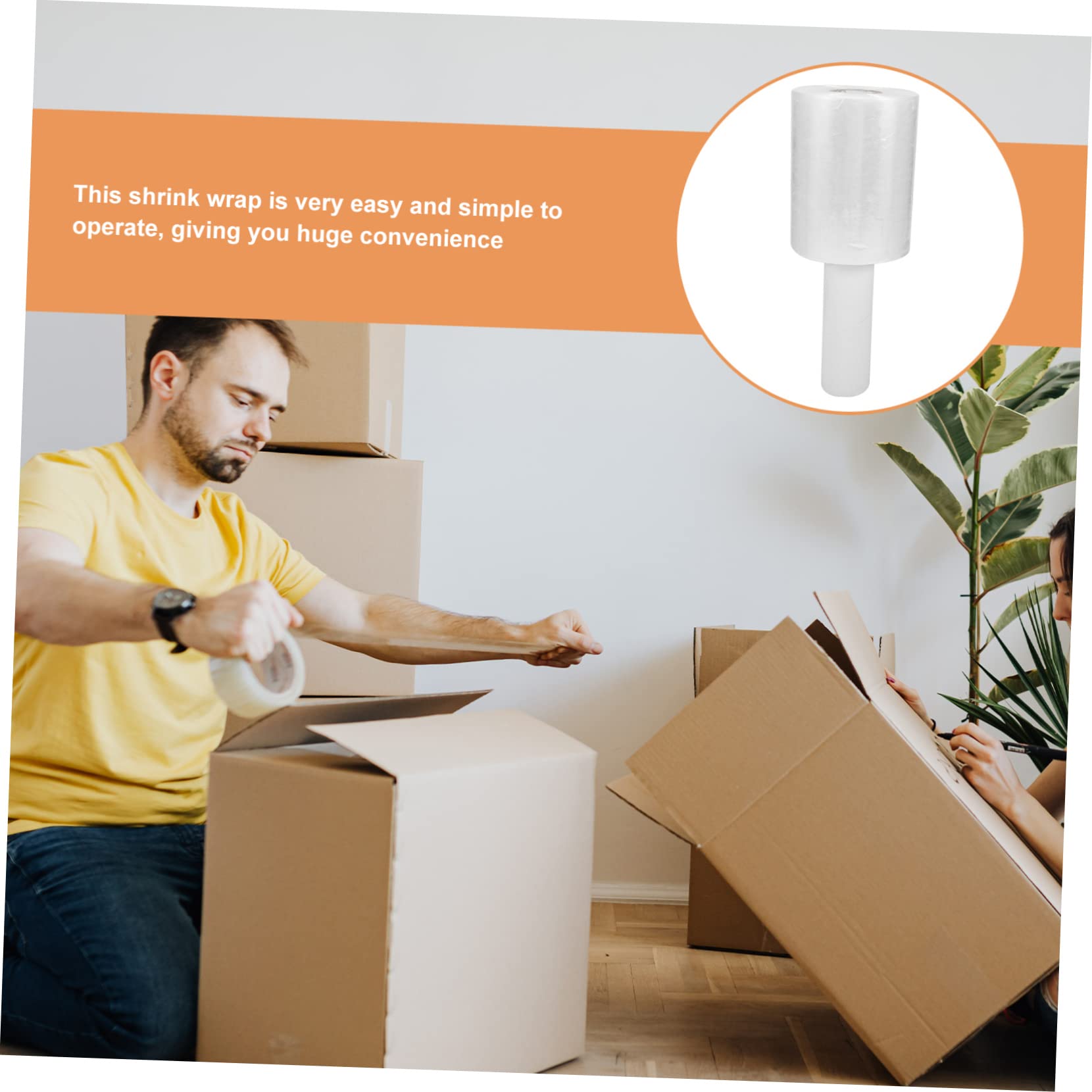 VILLCASE 1 Roll Moving Supplies Window Shrink Film Stretching Films Furniture Wrapping for Moving Packing Supplies for Moving Clear Tray Stretch Film Wrapping Film for Daily Use Pe White