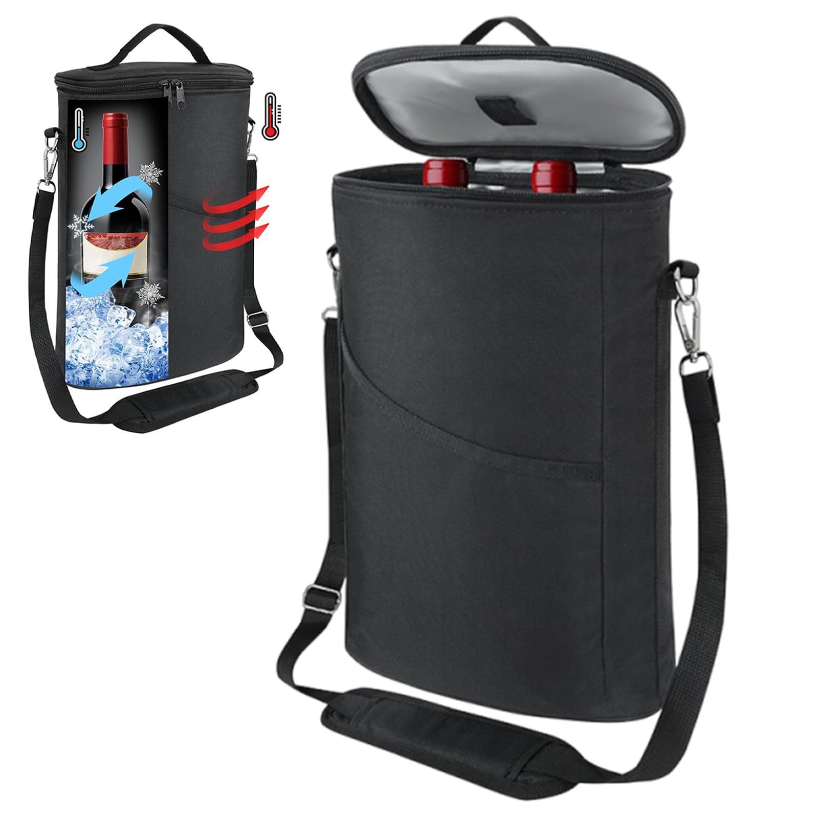 Bolsa isotérmica para vino y champán: funda de transporte impermeable para picnic y viaje