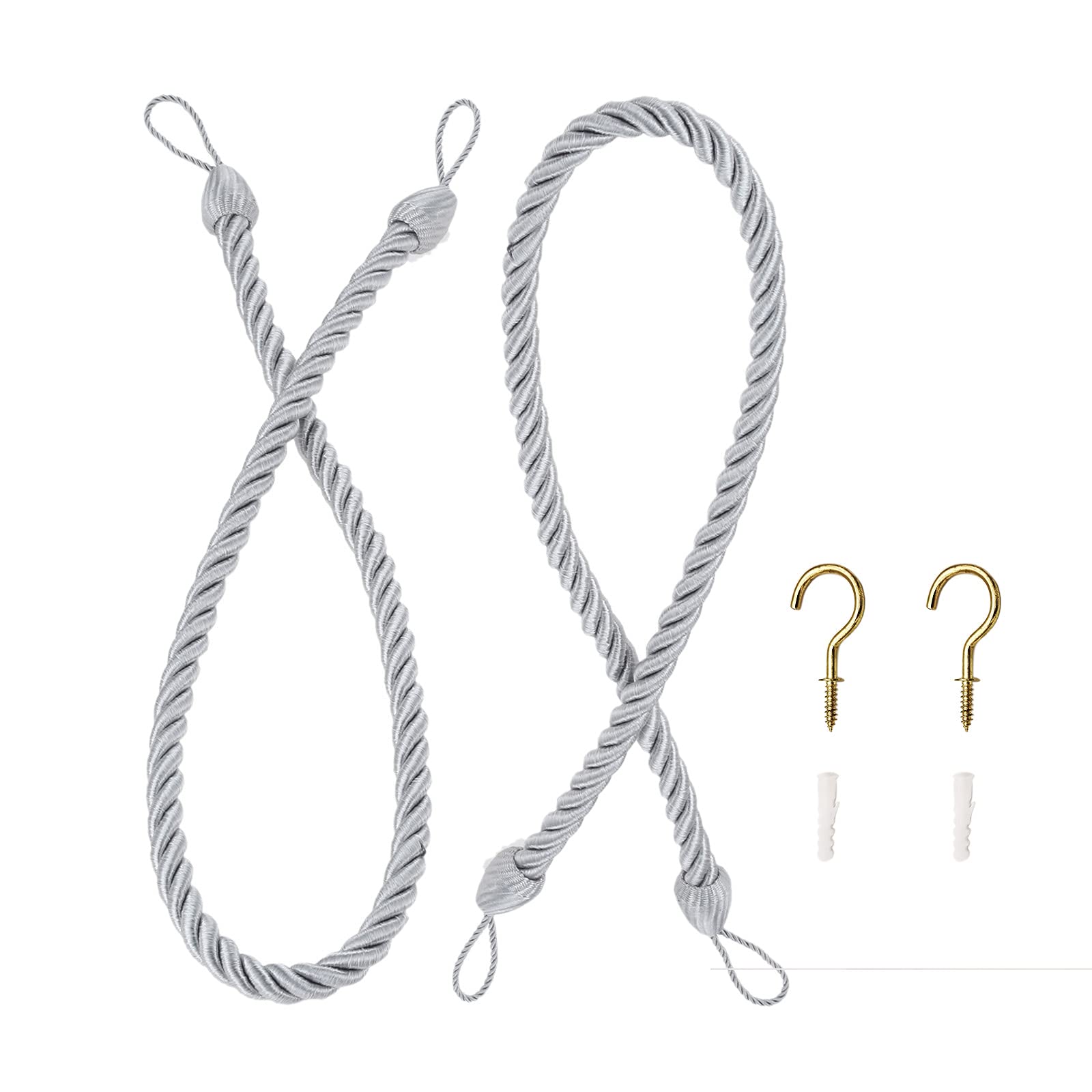 Hicello 2 PACK 68cm Curtain Tie Back | Twisted Cord Curtain Rope