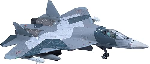 Miniatura 4 de Modelo de avión de combate SU-57 modelo 1100 Falcon Avión Militar Modelos Fundidos a troquel Camo