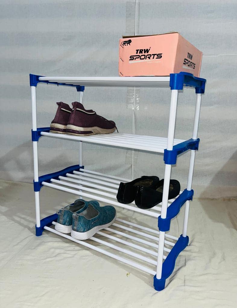 Multipurpose Shoe Rack White and Blue Open (4-Shelf)-image-30