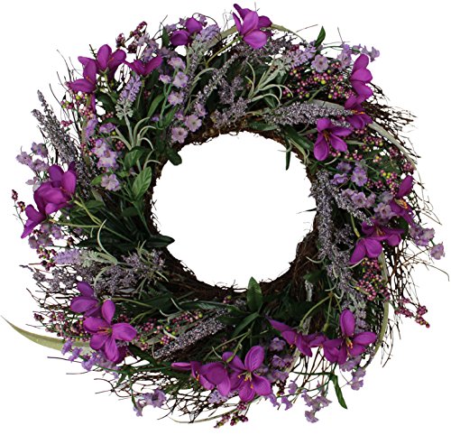 The Wreath Depot Lavender Blossom Silk Spring Door Wreath, 20 Inch
