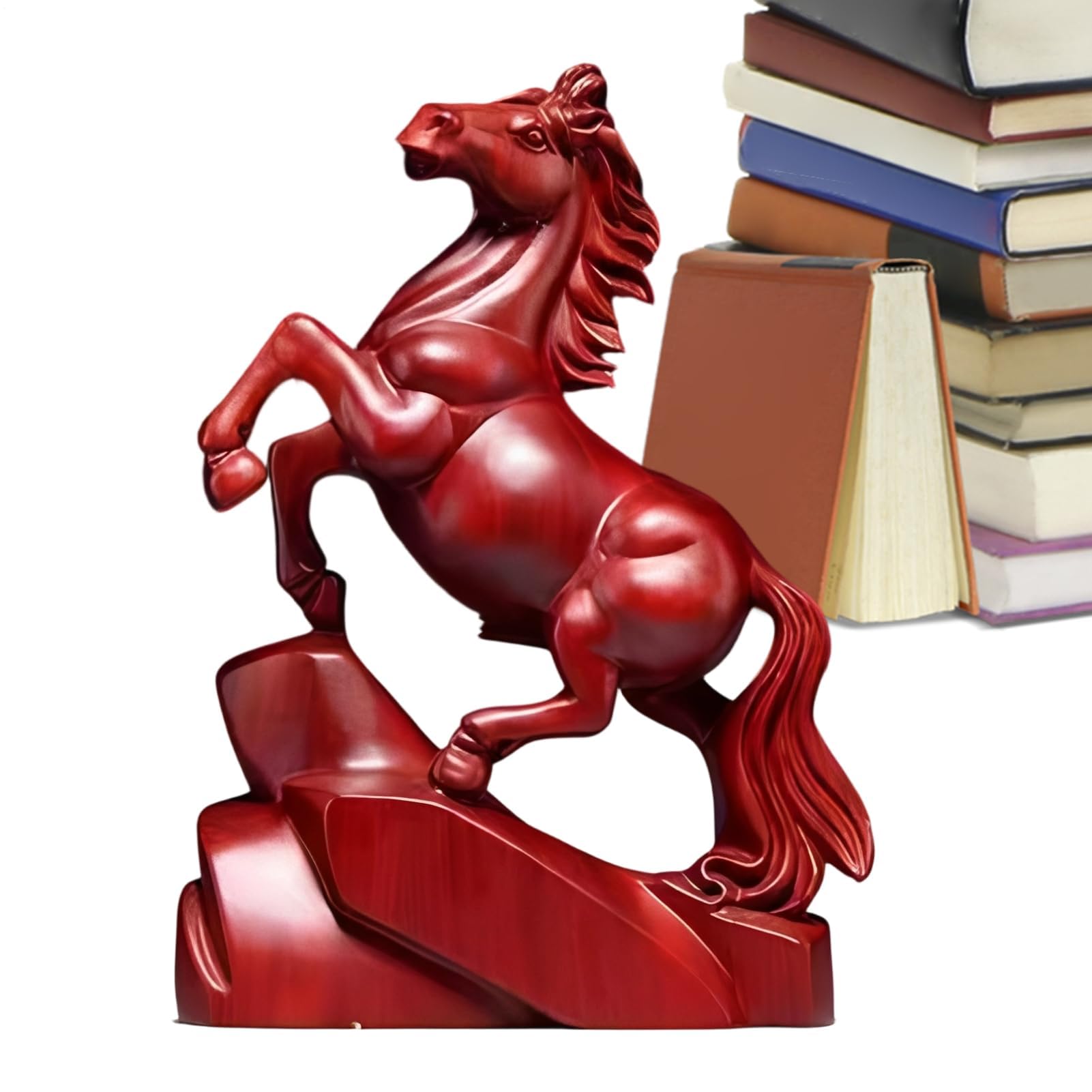Figura de Escultura de Caballo Tallada a Mano, Adorno de Madera de bendición | Decoración significativa para Oficina, Sala de Estar, Mesa, año Nuevo Chino, Navidad, cumpleaños, Pegamento
