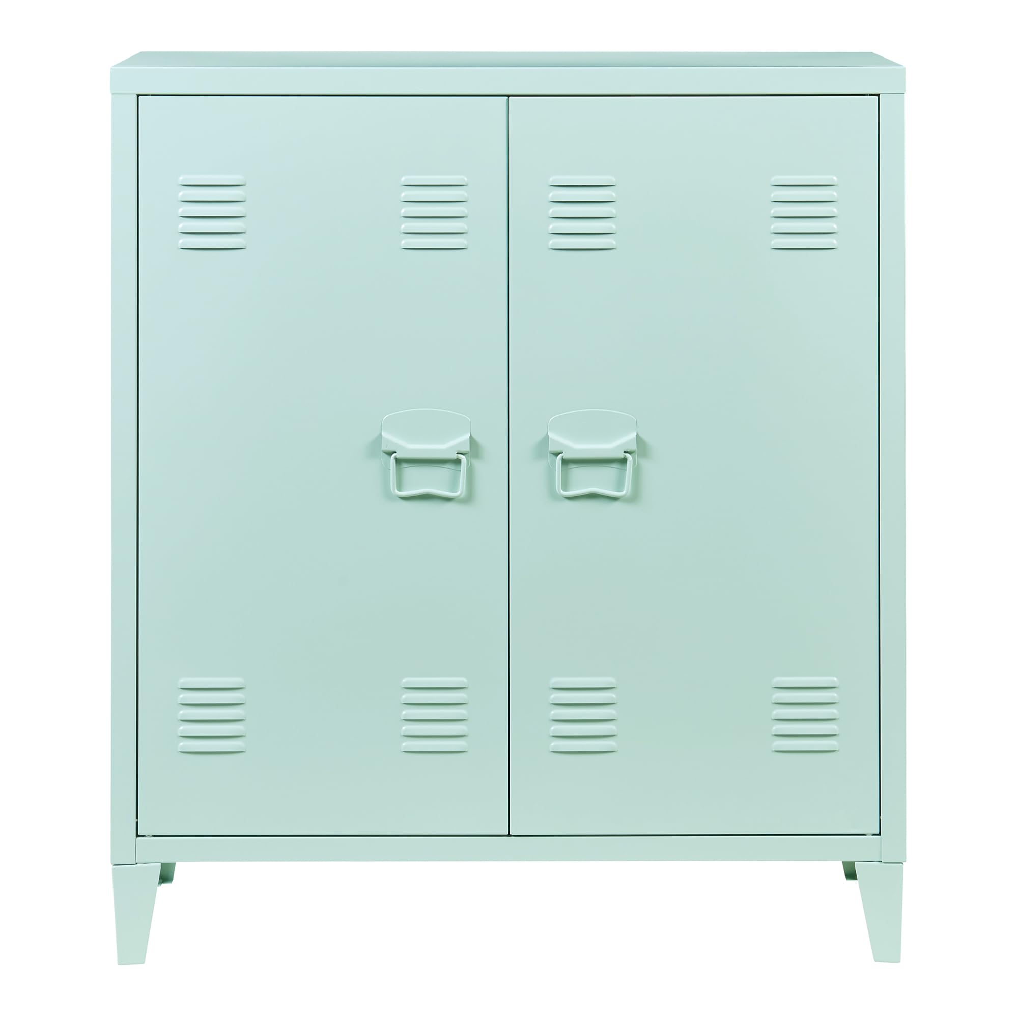 [en.casa] Casier de Bureau Métallique Armoire à 2 Portes Meuble de Rangement pour Bureau Atelier Chambre Acier Laminé à Froid 90 x 80 x 33 cm Vert Pastel Mat