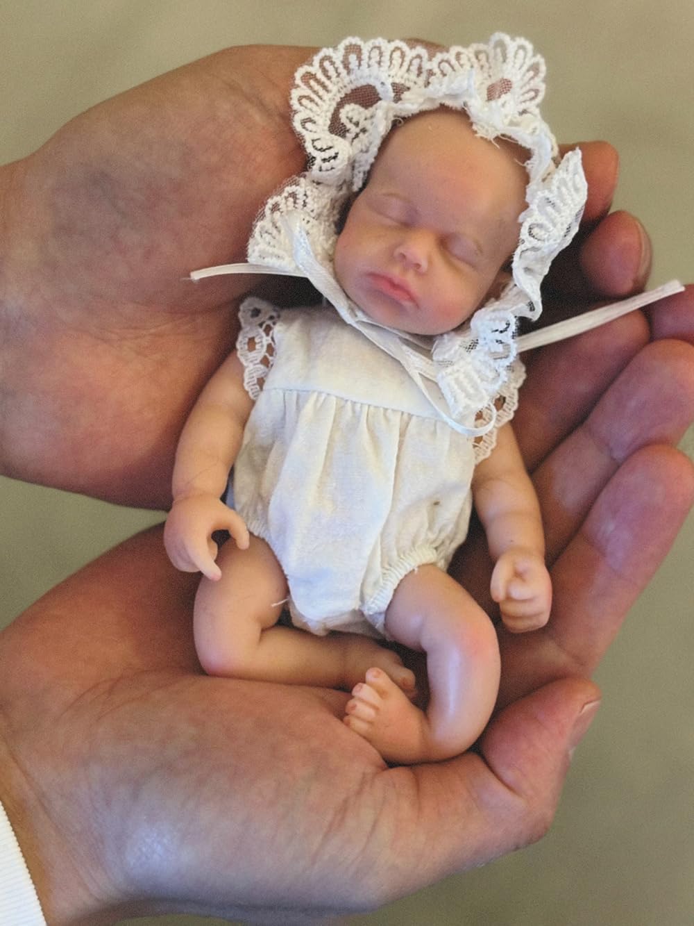 Abenduot 6 inch Mini Palm Size Soft Full Body Silicone Reobrn Baby Doll Realistic Silicone Miniature Anatomically Correct Girl Doll - White