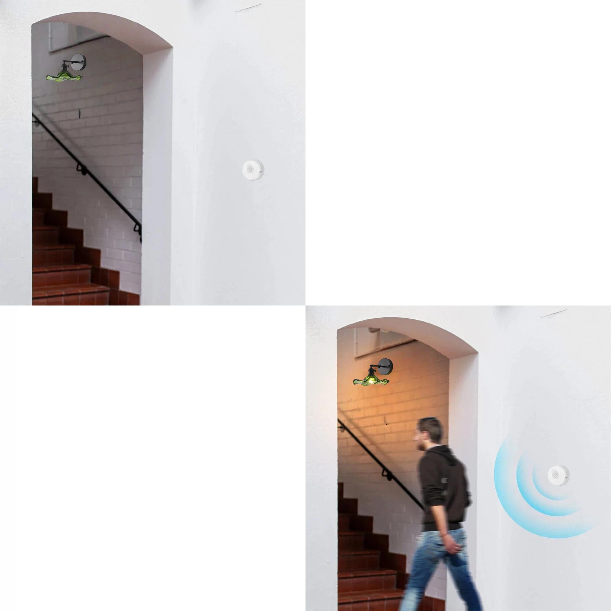 Akku Wandleuchte Innen mit E27-Fassung, Kabellose Wandleuchte, LED Wandlampe mit Bewegungsmelder Batterie Wand Lampe, 3000K Warmweiß für Schlafzimmer Treppe B0092