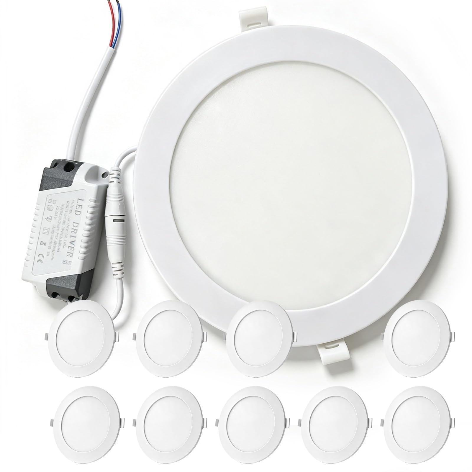 TQQEPOOL Ultra Slim 0.4" Thick LED Recessed Ceiling Light with Junction Box