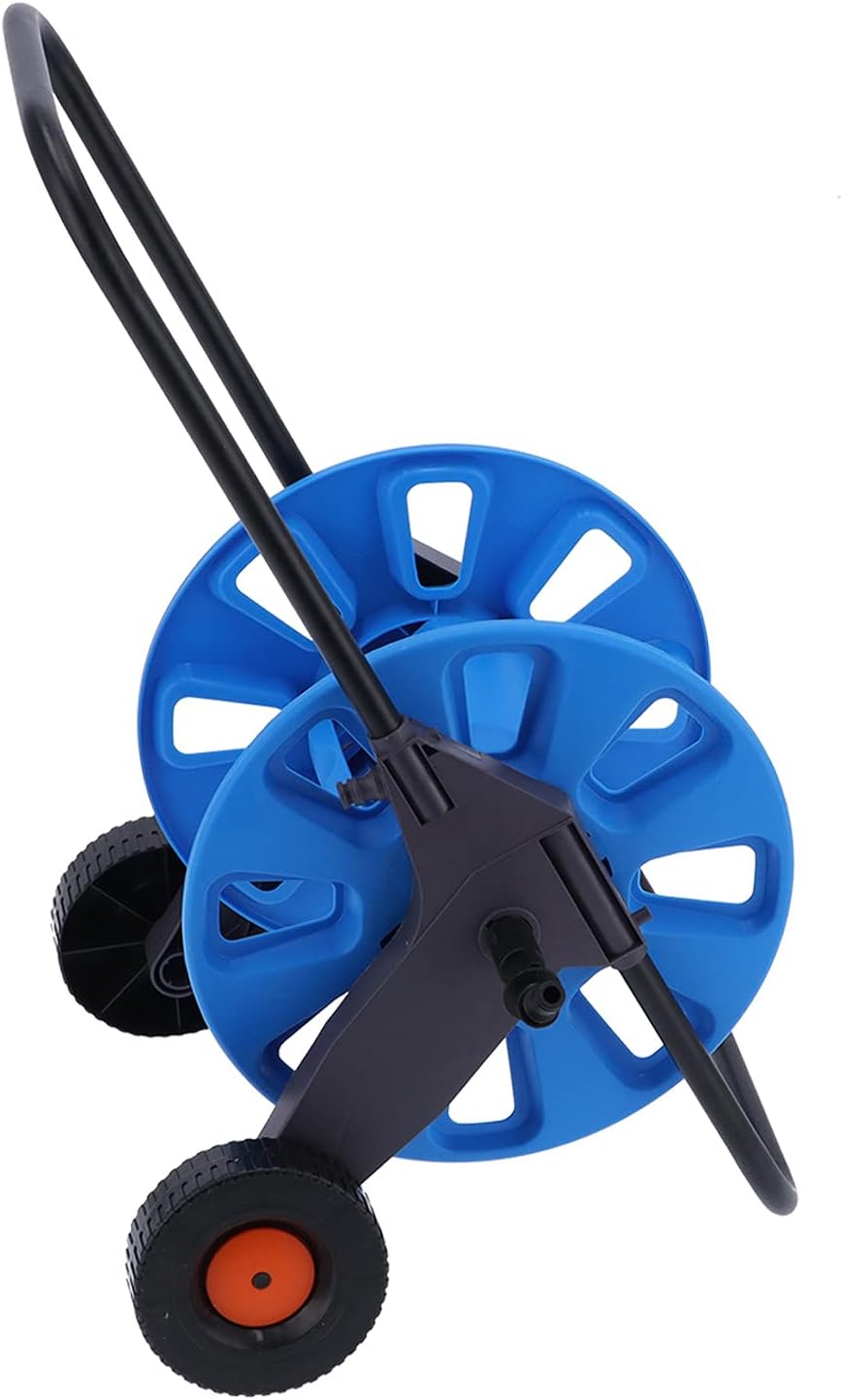 Portable Garden Hose Reel Cart | Hand - Push Water Pipe Storage Rack for 50m G1 / 2 Hose | Aluminum Hose Organizer for Yard/Lawn/Car Maintenance