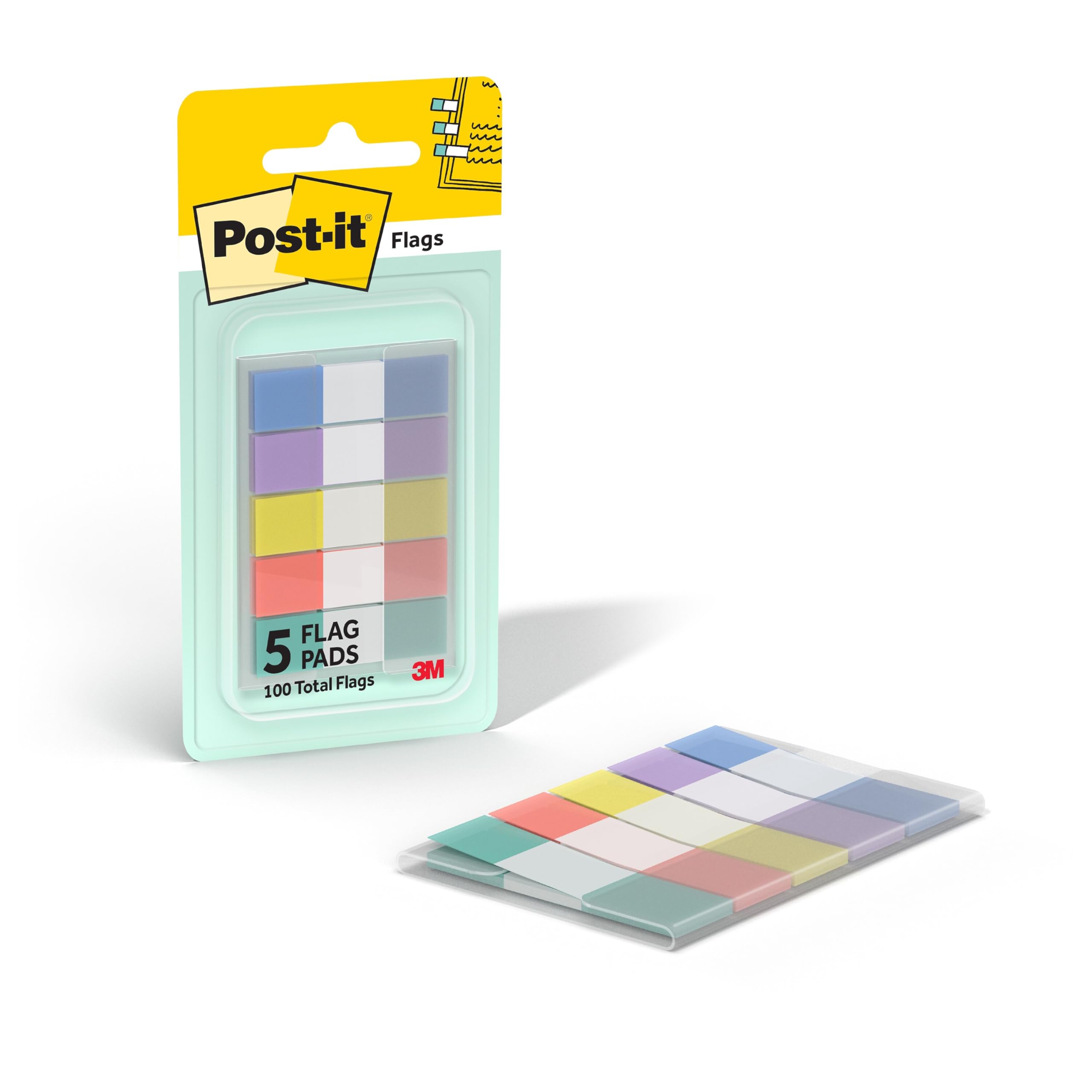 Post-it Flags, .47 x 1.7 in, Assorted Pastels, 1 Pack Dispenser, 100 Flags | Removable Page Markers for Planners, Journals, a