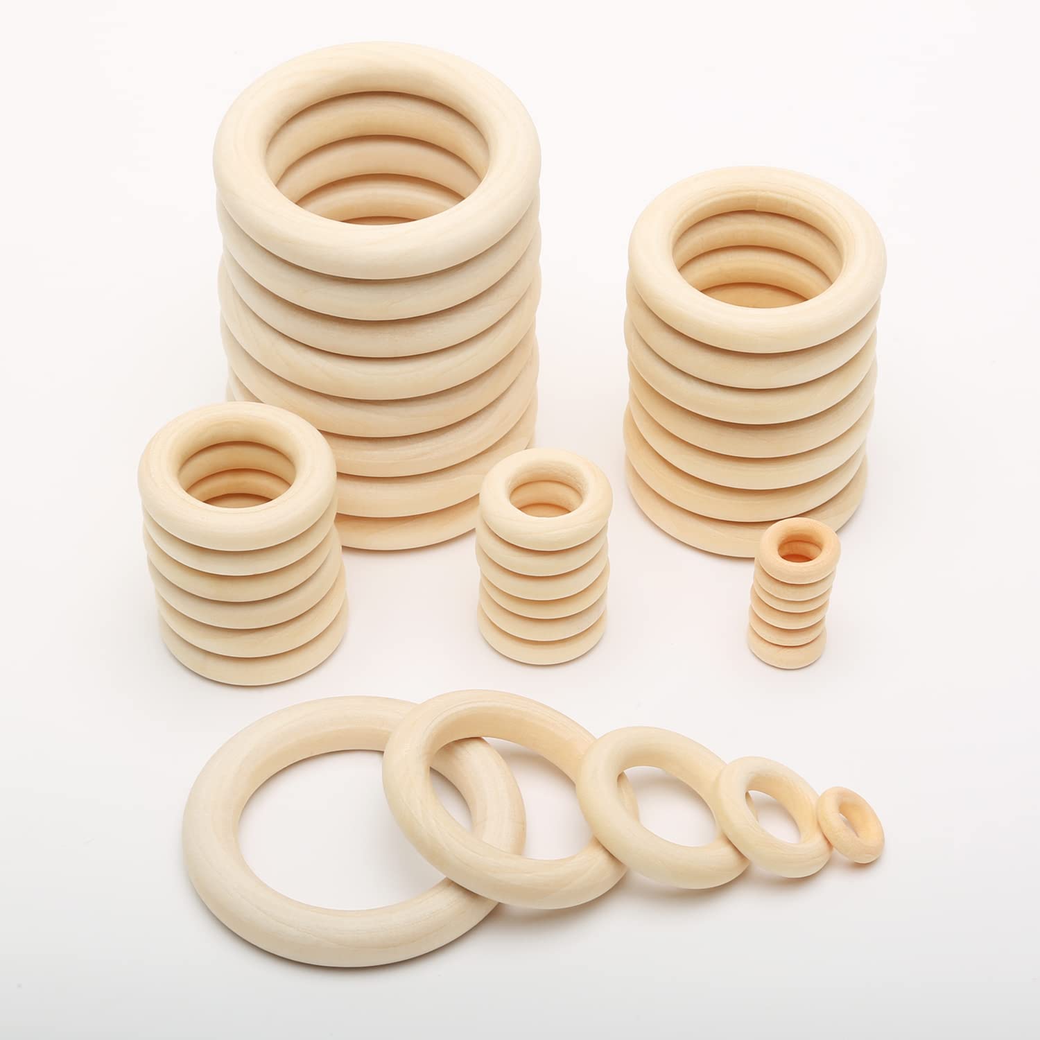 Kytxqikd 100 anelli in legno non trattati piatti da 6 cm, cerchi per fai da te, per ciondoli ad anelli e connettori per la creazione di gioielli