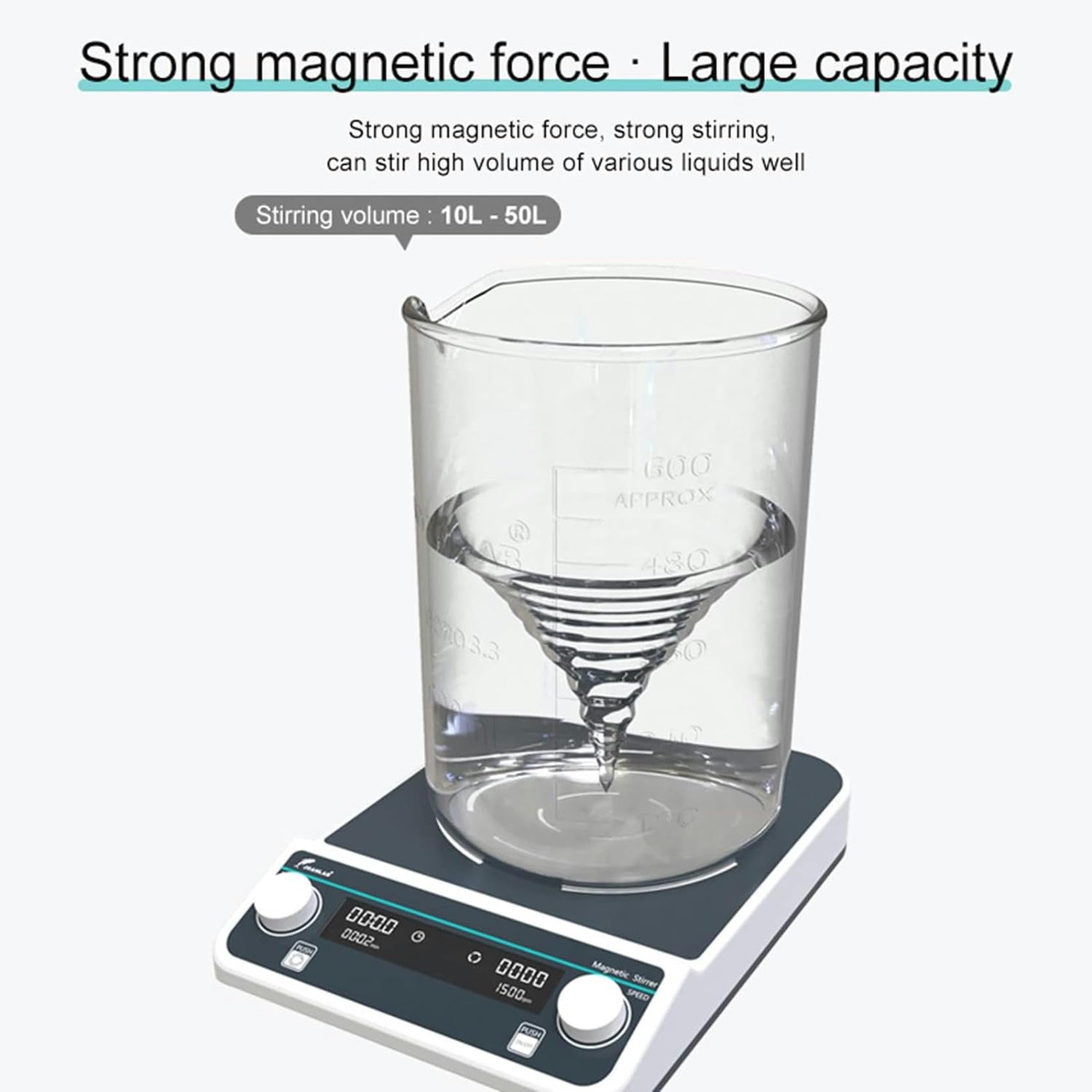 Apparecchiatura da Laboratorio: Agitatore Magnetico Digitale di Grande capacità, con Temporizzazione/velocità Regolabili, Motore Brushless, Forte Forza Magnetica, Ms-15L,50l
