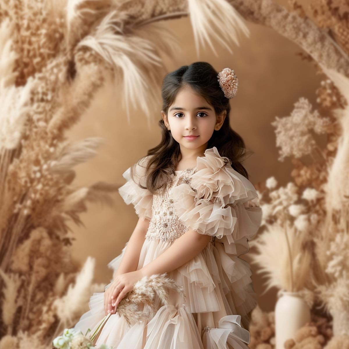 Kate 3x2m Fondale fotografico in stile bohémien Pampas Erba Porta ad arco Decorazione Puntelli Matrimonio Photocall Bambini Compleanno Sfondo Servizio fotografico