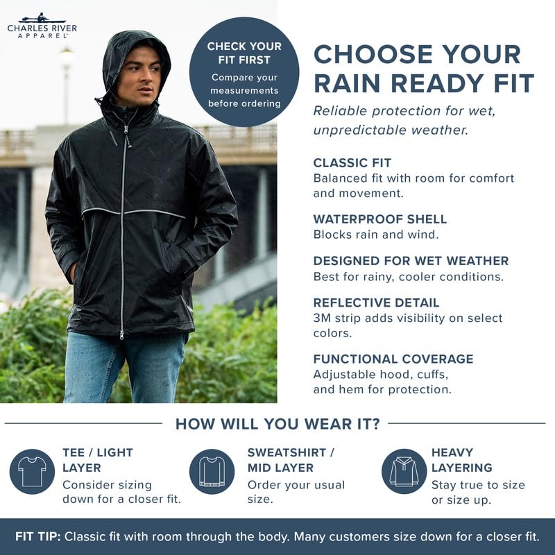 Image of Charles River Men's New Englander Waterproof Rain Jacket (Reg & Ext Sizes)