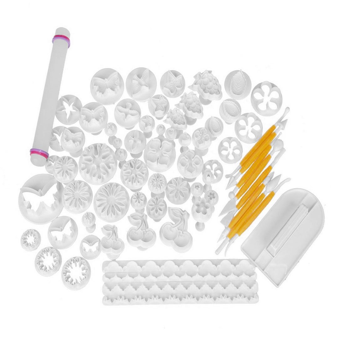 Ruilogod 21 Conjuntos (68pcs) Detalle Detalle Herramienta Herramienta Fondant Cortador de pastel Glaseado Molde Molde Molde Sugarcraft Icing Decorating Flower Modeling Herramientas