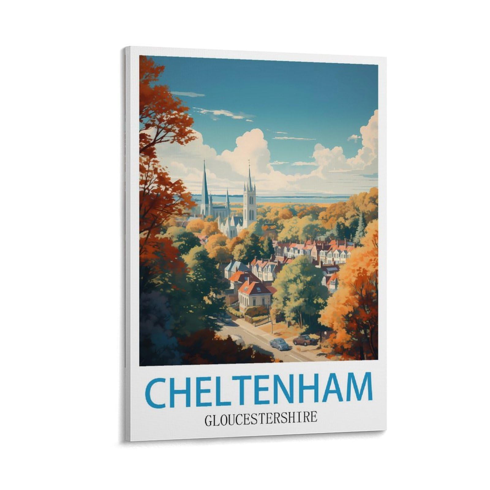CEYHNO Cheltenham Gloucestershire Vintage Travel Posters 16x24inch(40x60cm) Canvas Art Poster And Wall Art Picture Print Modern Family Bedroom Decor