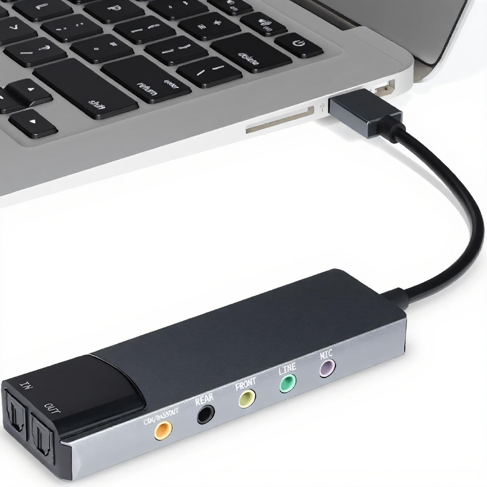 Tonysa Karta Dźwiękowa USB 7.1 z Dźwiękiem Cyfrowym SPDIF, Zewnętrzna Karta Dźwiękowa o Wysokiej Rozdzielczości Typu Plug and Play, do Laptopa PC Silver