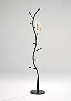 Vista 1 de Legacy Decor Metal y madera Hall Tree Coat Hat Rack Negro con detalles de color nogal