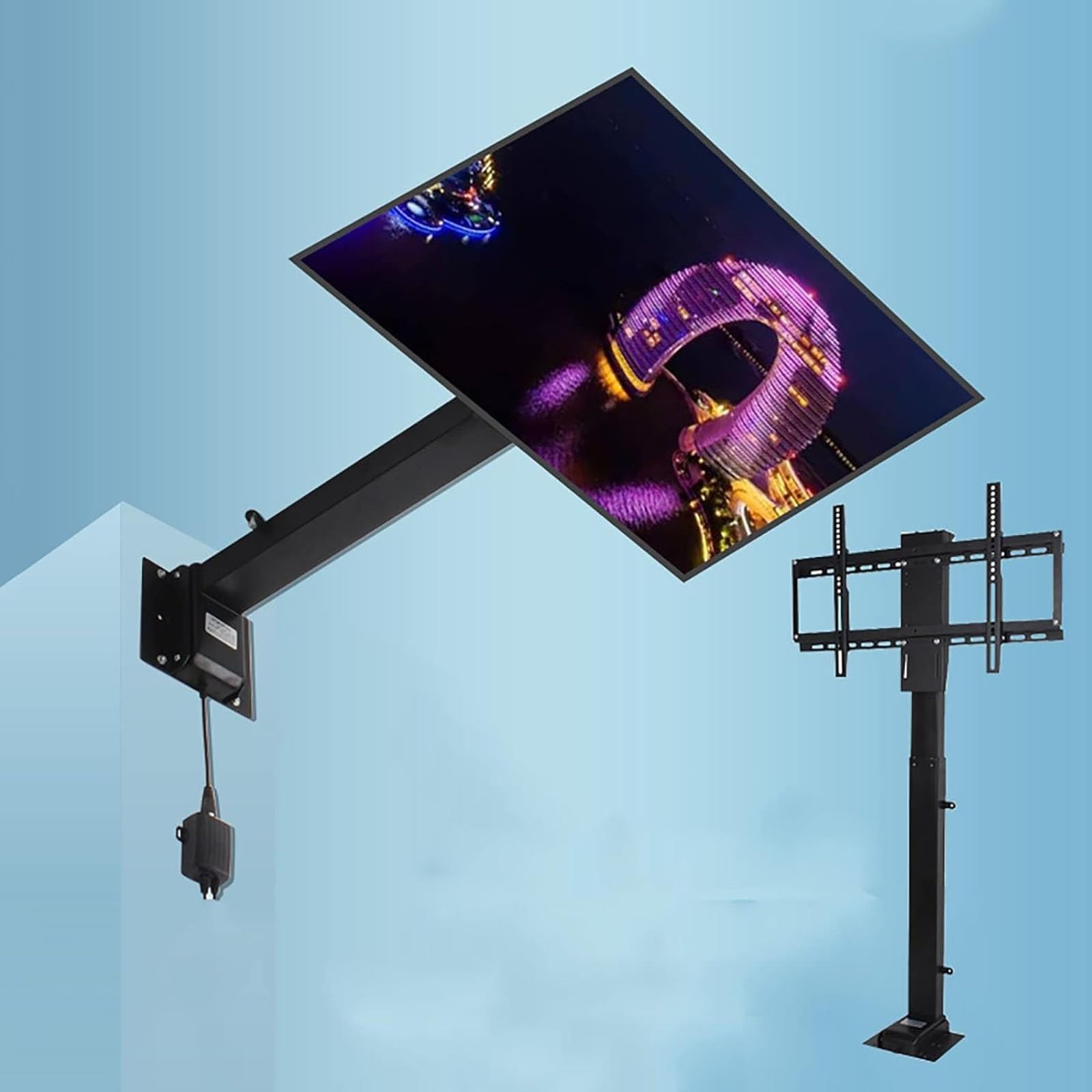 HPTHLY Electric Tv Ceiling Mount - Tv Wall Mount, Electric Tv Stand With Auto Lifting,With Remote And Switch Control For 26" To 60" Tvs Up To 60Kg/132Lb & 600X400Mm Tv