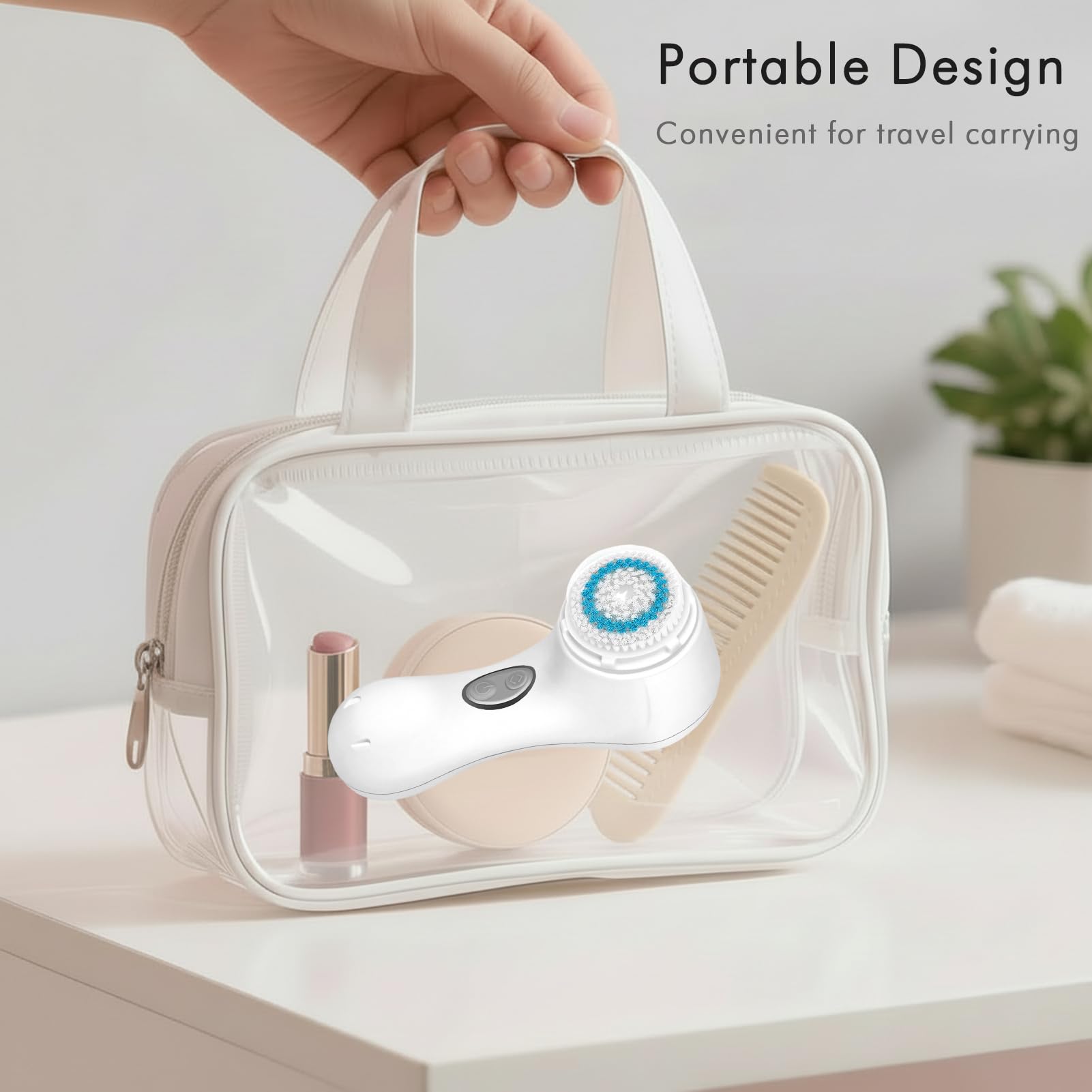 Microtree Electric Facial Cleansing Brush, Ultrasonic Vibrating Face Brush, 2 Speeds for Gentle Clean, Rechargeable Face Scrubber Exfoliator Waterproof Sonic Face Brushes for Cleansing