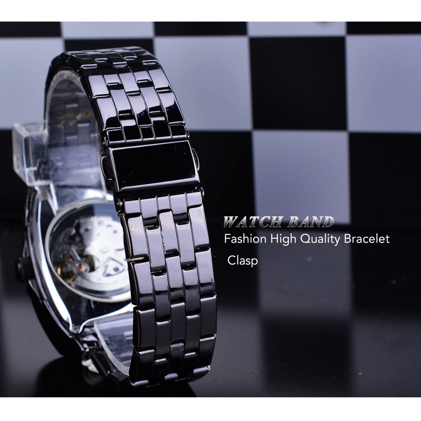 FORSINING Montre automatique pour homme, cadran triangulaire, squelette, montre mécanique de luxe pour homme