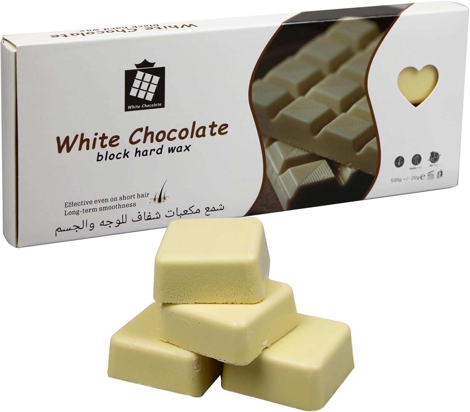 – 500g Hard Wax Blocks for Hair Removal, for Sensitive Skin at Home, Wax Refill Perfect for Eyebrow, Facial, Brazilian Bikini, Legs and Full Body for Women and Men